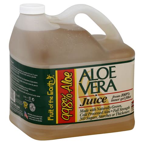 100% pure aloe vera gel. Fruit of the Earth Juice, Aloe Vera, 128 fl oz (1 gl) 3.785 lt