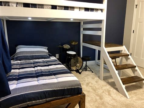 Our custom made perpendicular bunk beds can support over 600 lbs of weight. Loft Bed Over Perpendicular Twin | Ana White