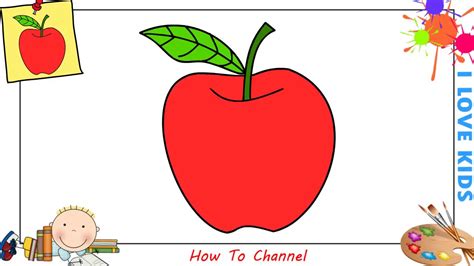 How To Draw An Apple Easy Step By Step For Kids Beginners Children