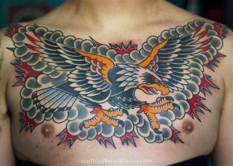 Traditional Eagle Chest Tattoo Done By Scott A Cooksey Of Lone Star