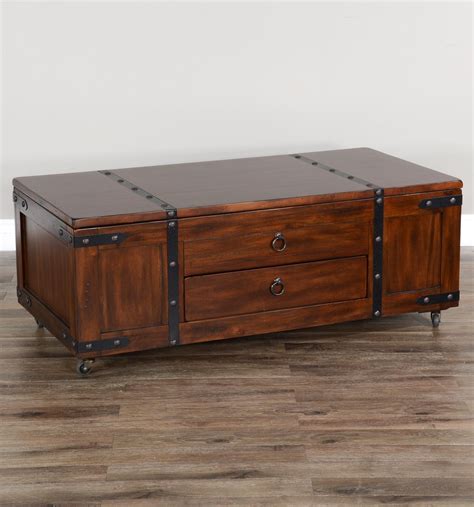 Sunny Designs Santa Fe 2 Lift Top Trunk Style Coffee Table With Casters