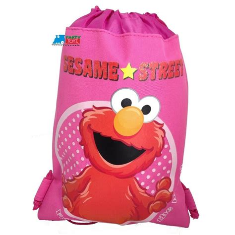 Sesame Street Drawstring Bag Elmo Pink 13 X 11