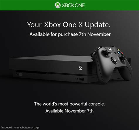 Your Xbox One X Update Available 7th November