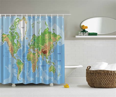 memory home world map printed shower curtain novelty home decor waterproof mildewproof polyester