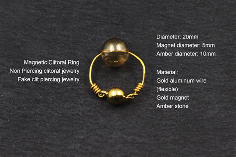 Gold Magnetic Clitoral Jewelry Non Piercing Clitoral Ring Fake Clitoral