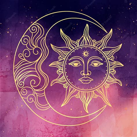 Free Vector Watercolor Sun And Moon Drawing Illustration