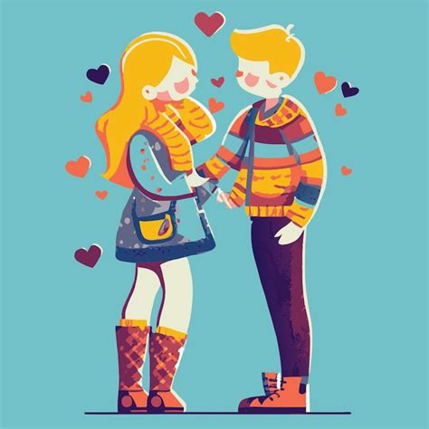 Premium Vector Cute Cartoon Couple Valentines Day Vibes