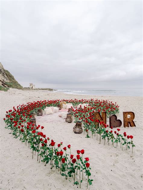Romantic Beach Proposal With 1000 Red Roses Beach Proposal Proposal