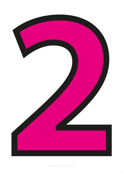 Pink Numbers With Black Contours For Printing Templates For Printing