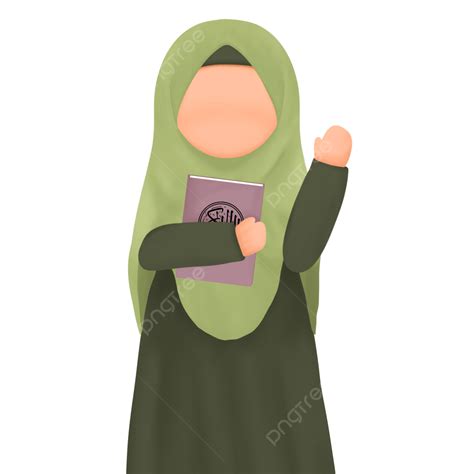 Gadis Kartun Memegang Al Quran Al Quran Memegang Quran Ilustrasi Png
