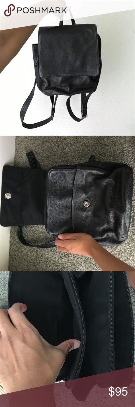 SALE Tignanello Genuine Leather Black Backpack Black Leather