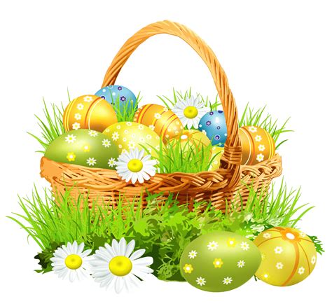 Easter Basket With Eggsand Daisies Png Clipart Picture
