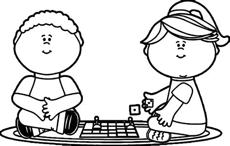 Kids Playing Board Games Coloring Page