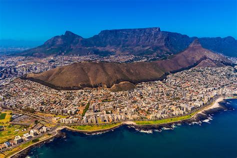 Aerial View Of Coastline Of Cape Town With Signal Hill And