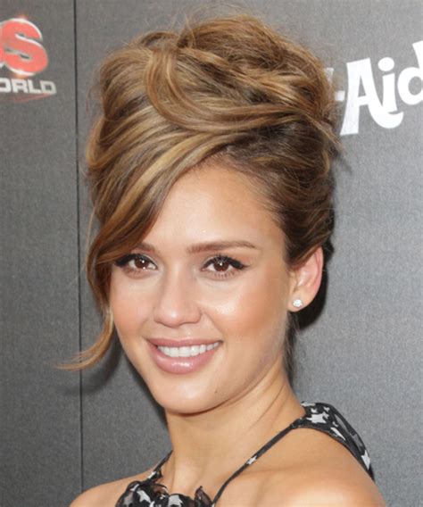 Jessica Alba Long Curly Formal Updo Hairstyle With Side