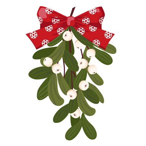 Mistletoe Branches With A Red Bow Traditional Christmas Decoration