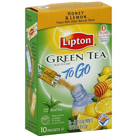 Lipton To Go Green Tea Honey And Lemon Sugar Free Iced Tea Mix 10 Ct