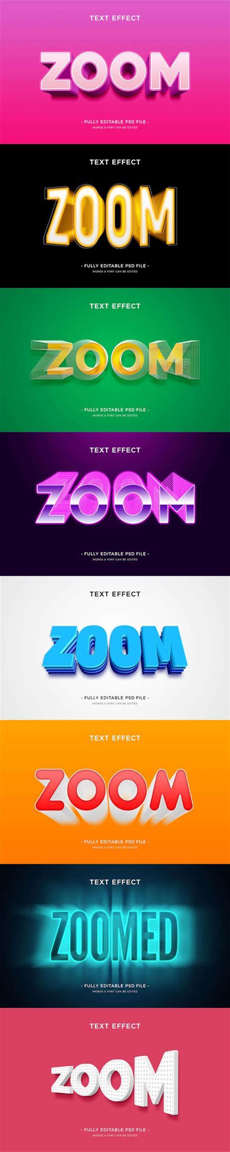 8 Zoom Text Effects Templates For Photoshop Best Files