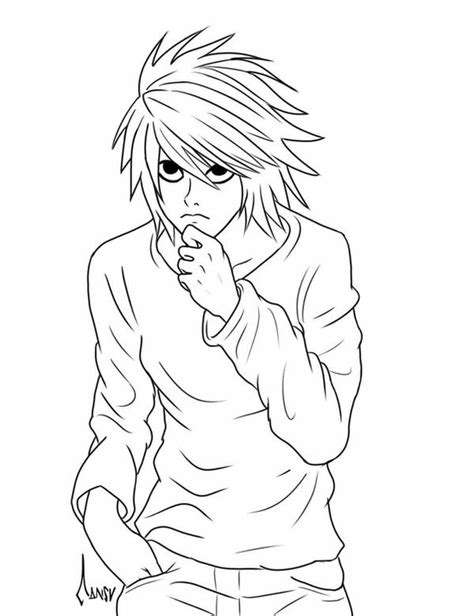 Death note coloring pages light yagami anime girls free arilitv. Death Note - L_lineart by freevil on DeviantArt