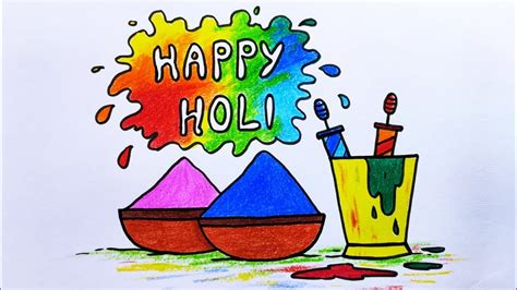 Happy Holi Drawing Easy Holi Drawing Colour How To Draw Holi