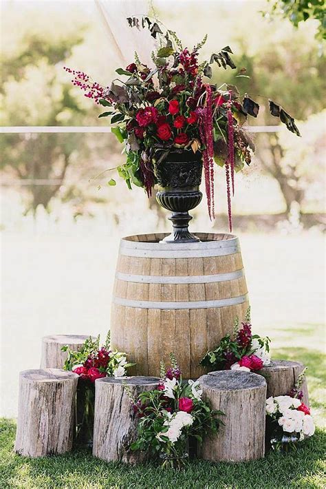 Chic Rustic Country Wedding Decoration With Stumps And Florals