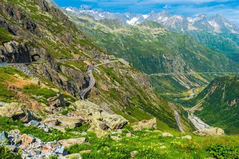 Swiss Alps Scenic Road Stock Photo Image Of Attention 57778904