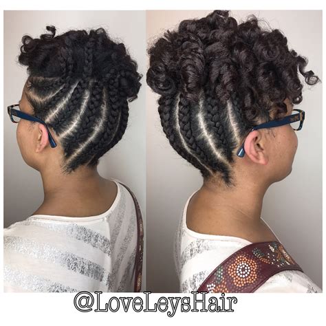 Conrows & traingle braids combo. 4c hairstyle, braids ,cornrows with flexi rod set, natural ...