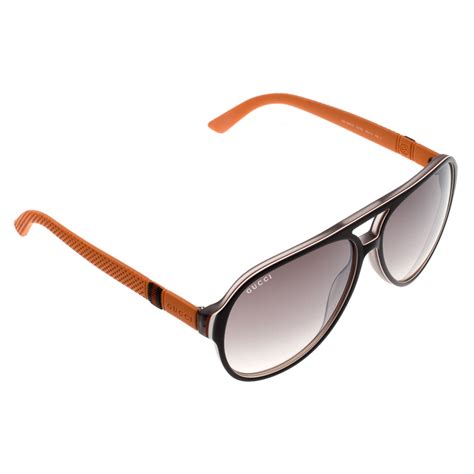 Gucci Grey Orange Gg 1065 S Aviator Sunglasses Gucci The Luxury Closet