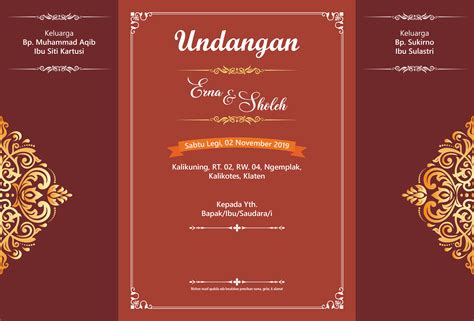 Download Template Undangan Pernikahan Format Cdr Lembar Vector | Images