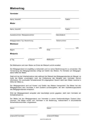 Rechtlich geprüft und regelmäßig aktualisiert: Mietvertrag für Gegenstände oder Sachen (PDF) | Pdf ...