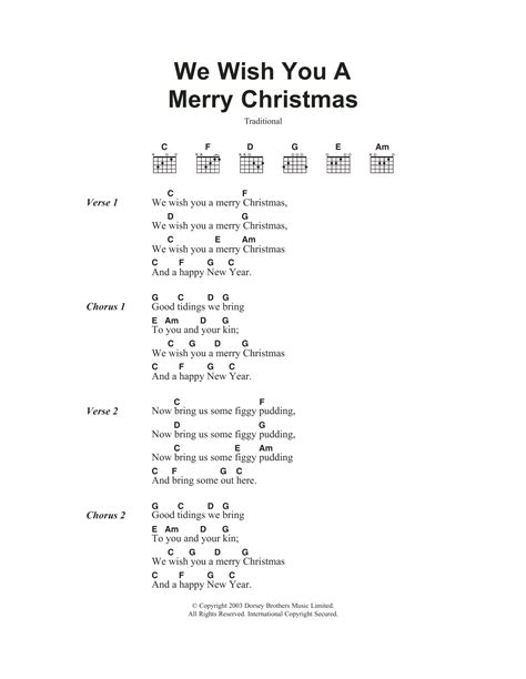 We Wish You A Merry Christmas By Christmas Carol Guitar Chords Lyrics Digital Sheet Music