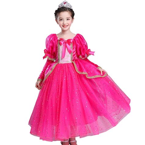 2018 Aurora Princess Dress For Girls Sleeping Beauty Cosplay Costumes Girls Sequins Party