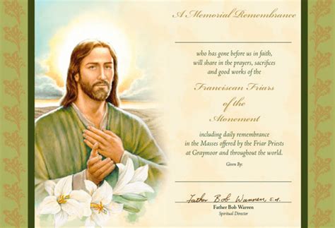 Their use is not necessarily limited to funerals. Mass Cards - Franciscan Friars of the Atonement