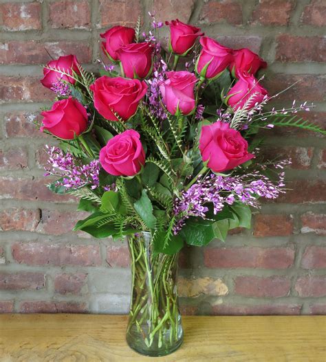 Dozen Hot Pink Roses Georgewood Florist