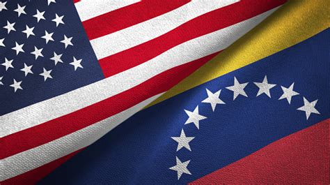 베네수엘라 미국 두 플래그 함께 Realations 섬유 옷감 직물 질감 베네수엘라에 대한 스톡 사진 및 기타 이미지