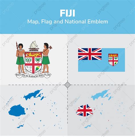 Fiji Flag Vector Design Images Fiji Map Flag And National Emblem