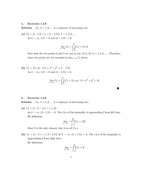 1 excercise 1 2 8 solution ck k 1 2 is a sequence of increasing