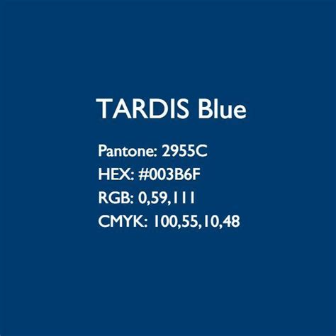 Tardis 10th Blue Colour Codes Approved By Bbc Pantone 2955c Hex