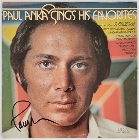 Paul Anka Signed Sings His Favorites Album Vinyl Record Coa Proof