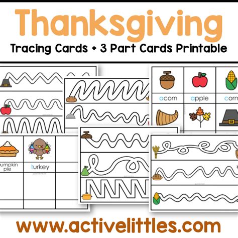 Thanksgiving Tracing Cards Printable Active Littles