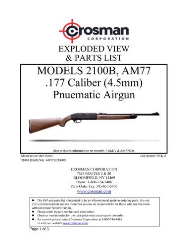 دانلود کتاب Pneumatic Airgun Crosman 2100b Exploded View And Parts List