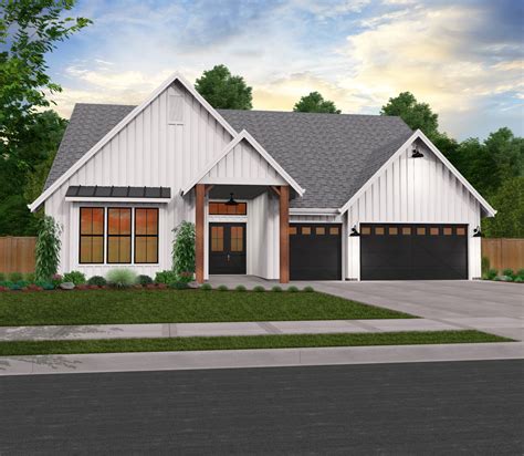 One Story Farmhouse With Basement House Plan 963 00418 Modern