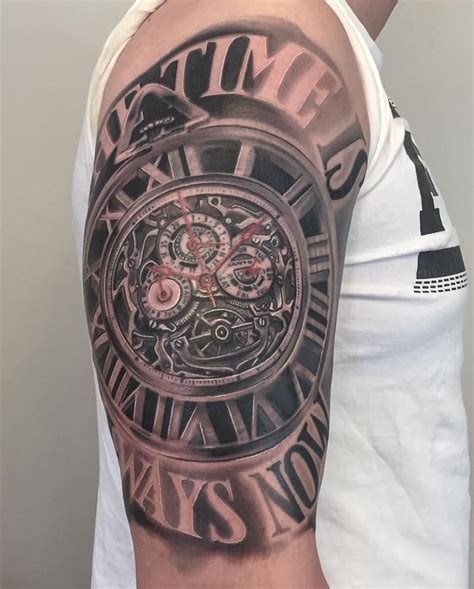 Shoulder Mechanical Clock Tattoo