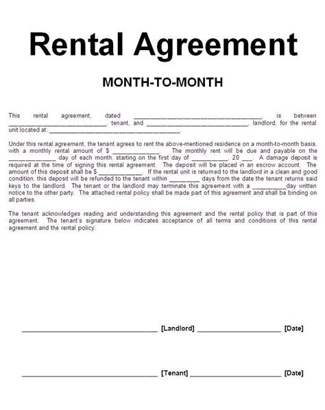 Free Printable Basic Rental Agreement One Platform For Digital