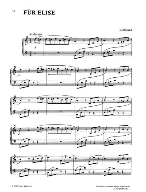 Für Elise Klavier Solo Pdf Noten Von Ludwig Van Beethoven In C Dur