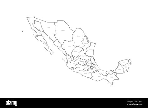 México Mapa político de las divisiones administrativas Imagen Vector de