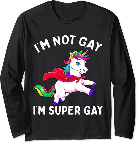 gay unicorn lgbt pride flag lgbtq i m not gay i m super gay long sleeve t shirt uk