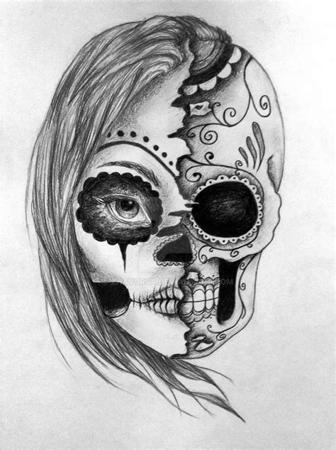 You can edit any of drawings via our online image editor before downloading. Half face / half skull by zhav0rsa on DeviantArt