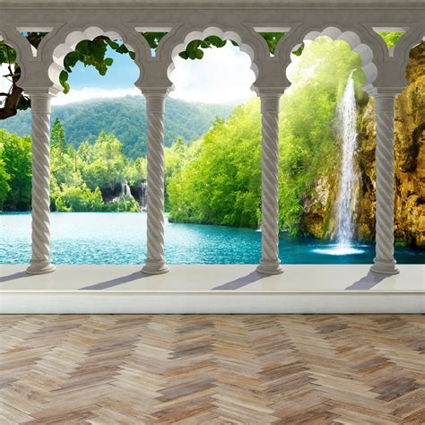 Wall Mural Waterfall In Deep Forest Arch Structure Peel And