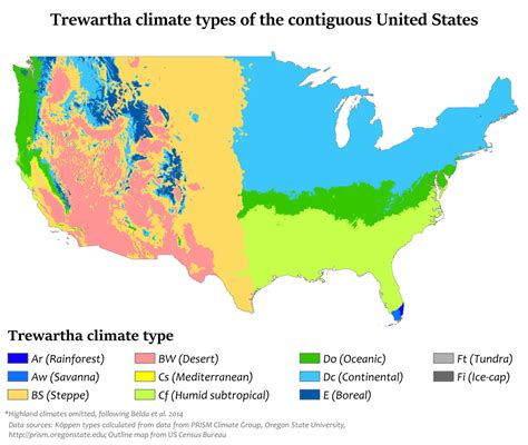 Trewartha Climate Types For The Contiguous United States This